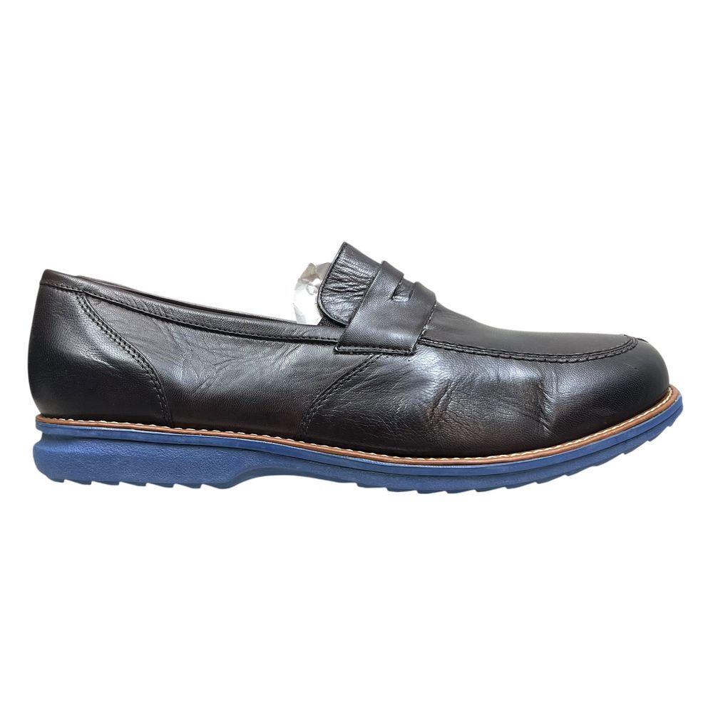 Sandro Moscoloni Men Romero Penny Loafers Brown Leather Blue Sole Comfort Sz 12D